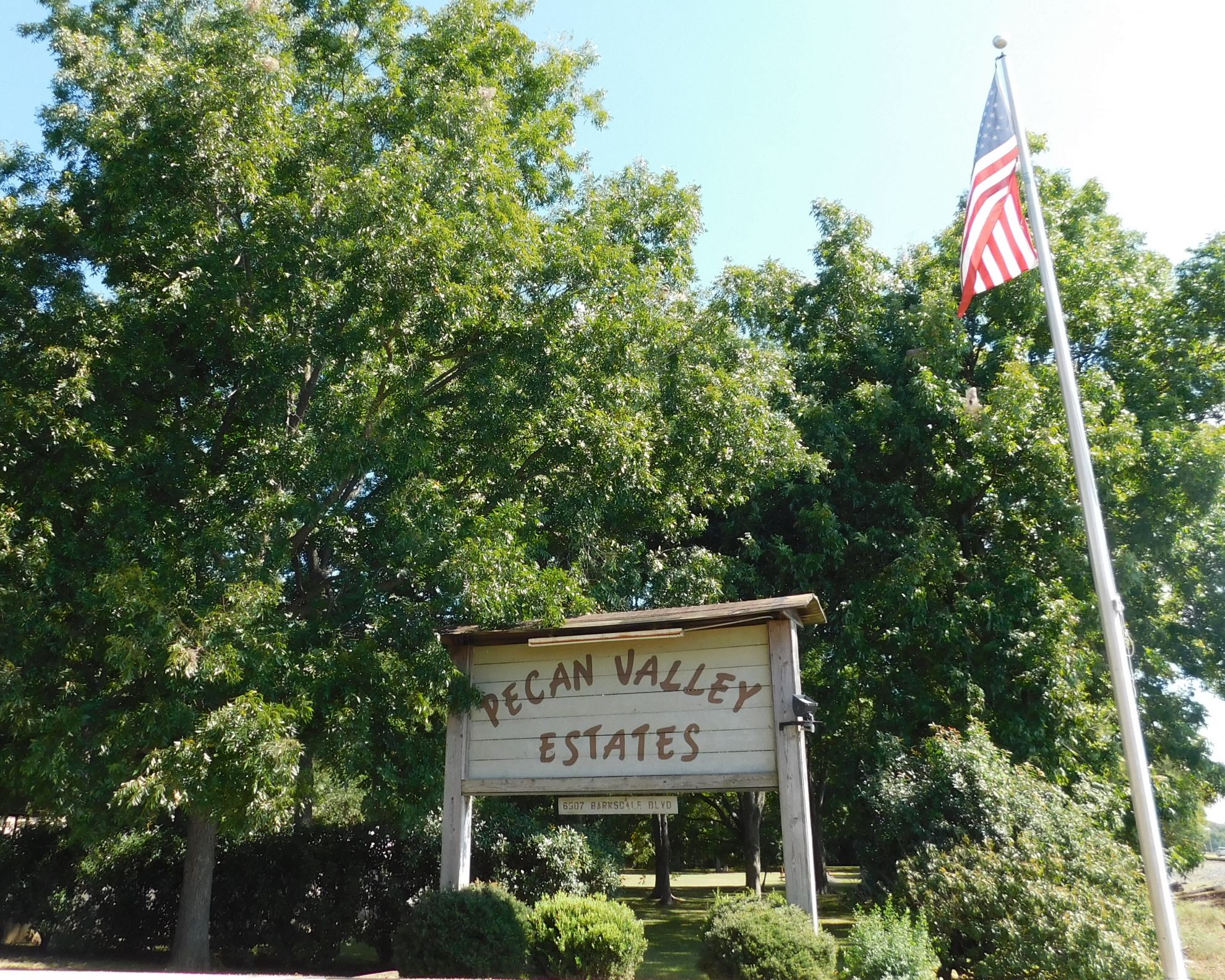 Pecan Valley Front Sign and Flagpole